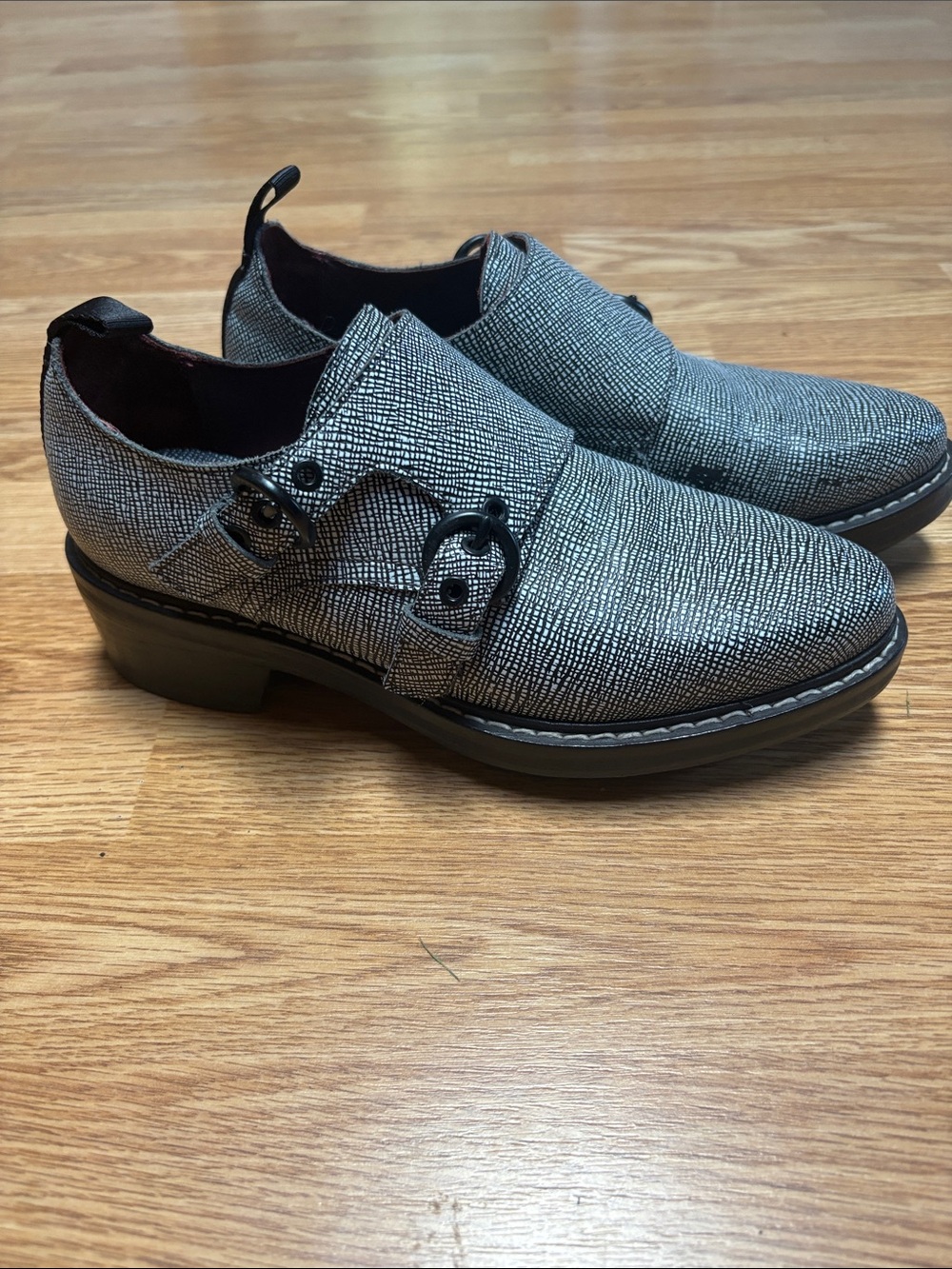 rag & bone Gray Textured Double-Monk Flats